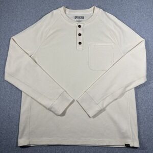 Duluth Trading Co Standard Fit Burly Thermal Long Sleeve Henley Men's XL Ivory